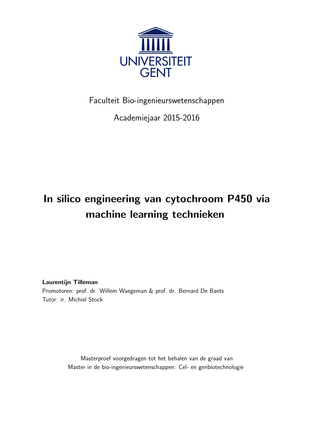 In Silico Engineering Van Cytochroom P450 Via Machine Learning Technieken