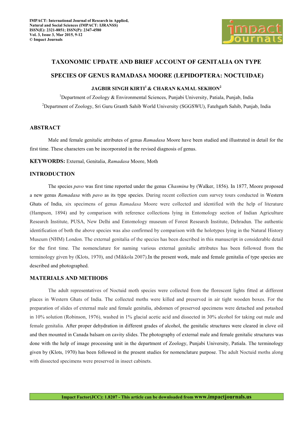 Taxonomic Update and Brief -Dr. Charan Kamal Sekhon