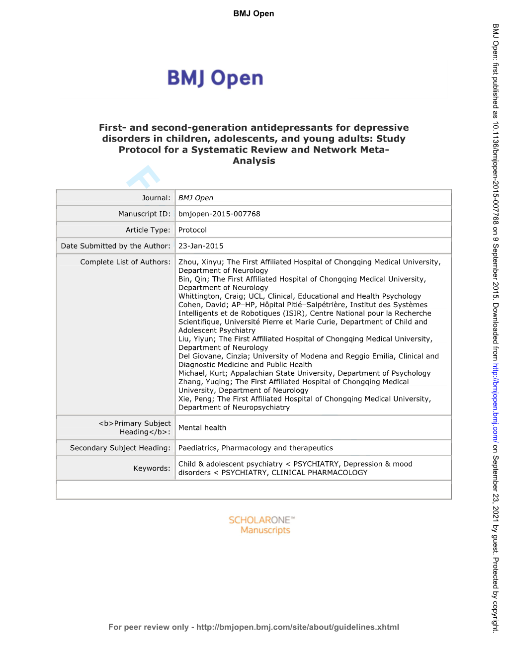 For Peer Review Only Journal: BMJ Open