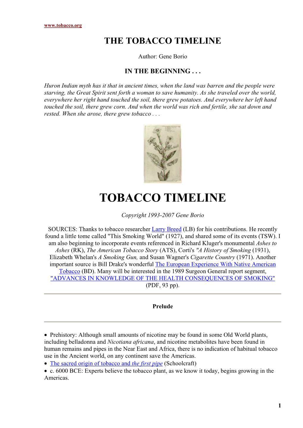 Tobacco Timeline