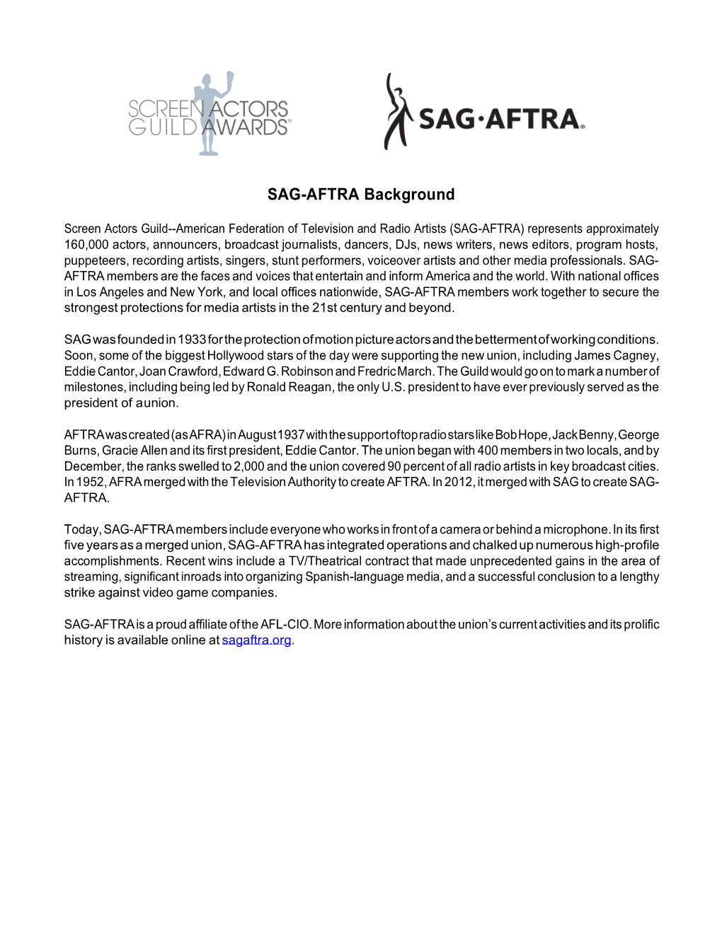 SAG-AFTRA Background