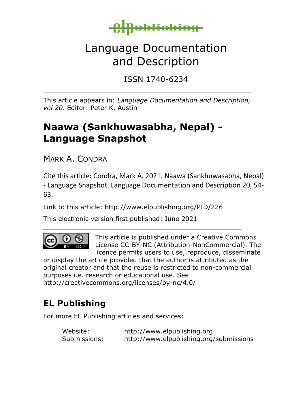 Naawa (Sankhuwasabha, Nepal) - Language Snapshot
