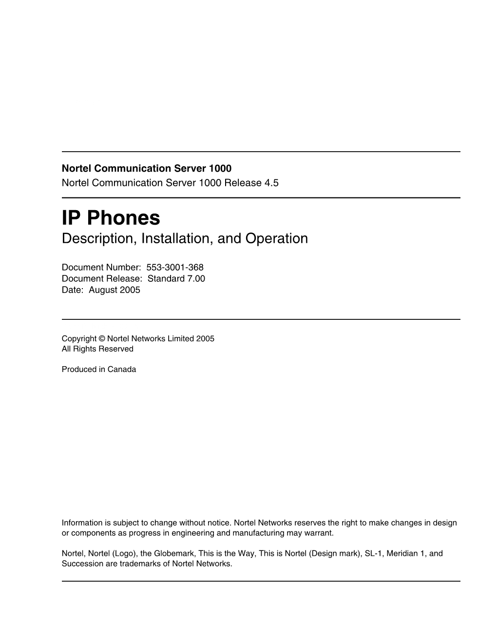 IP Phones Description, Installation, and Operation