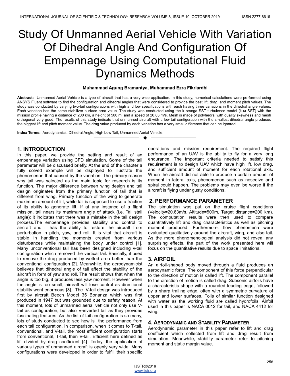 Study of Unmanned Aerial Vehicle with Variation of Dihedral Angle and Configuration of Empennage Using Computational Fluid Dynamics Methods