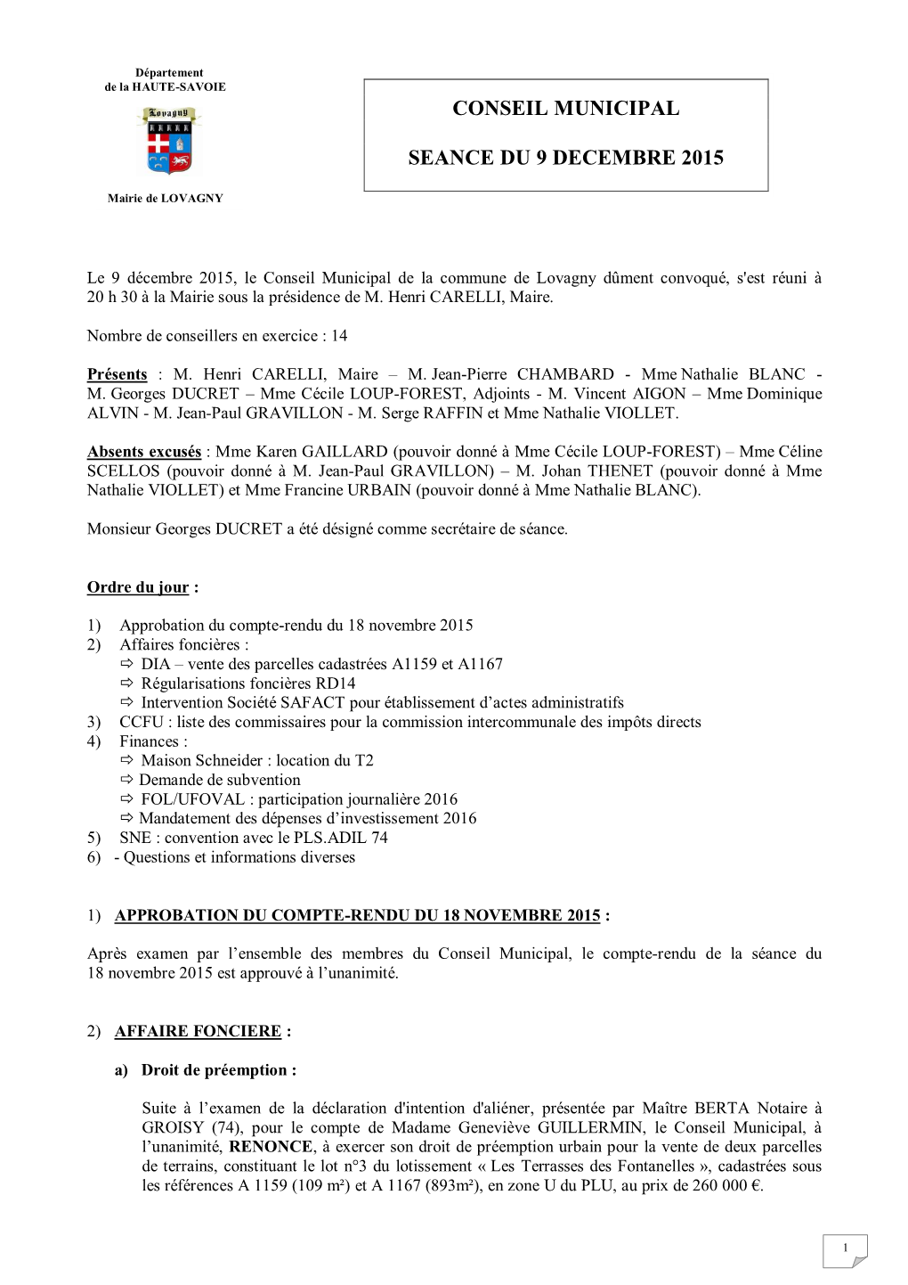 Extrait Du Registre Des Deliberations