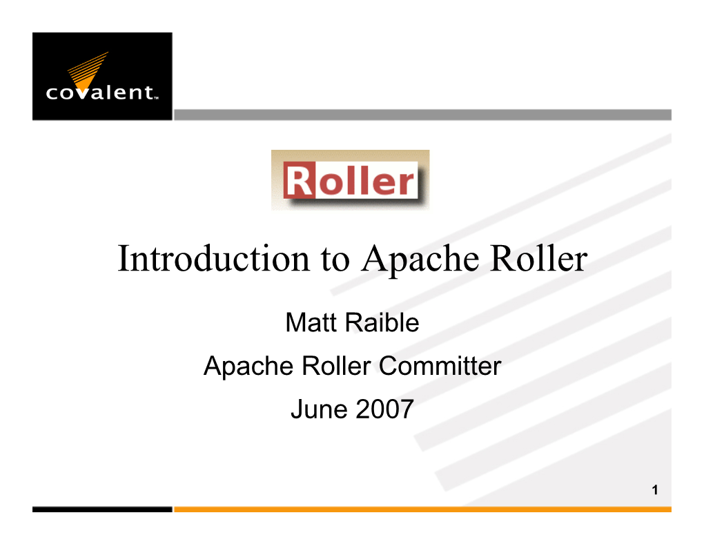 Introduction to Apache Roller