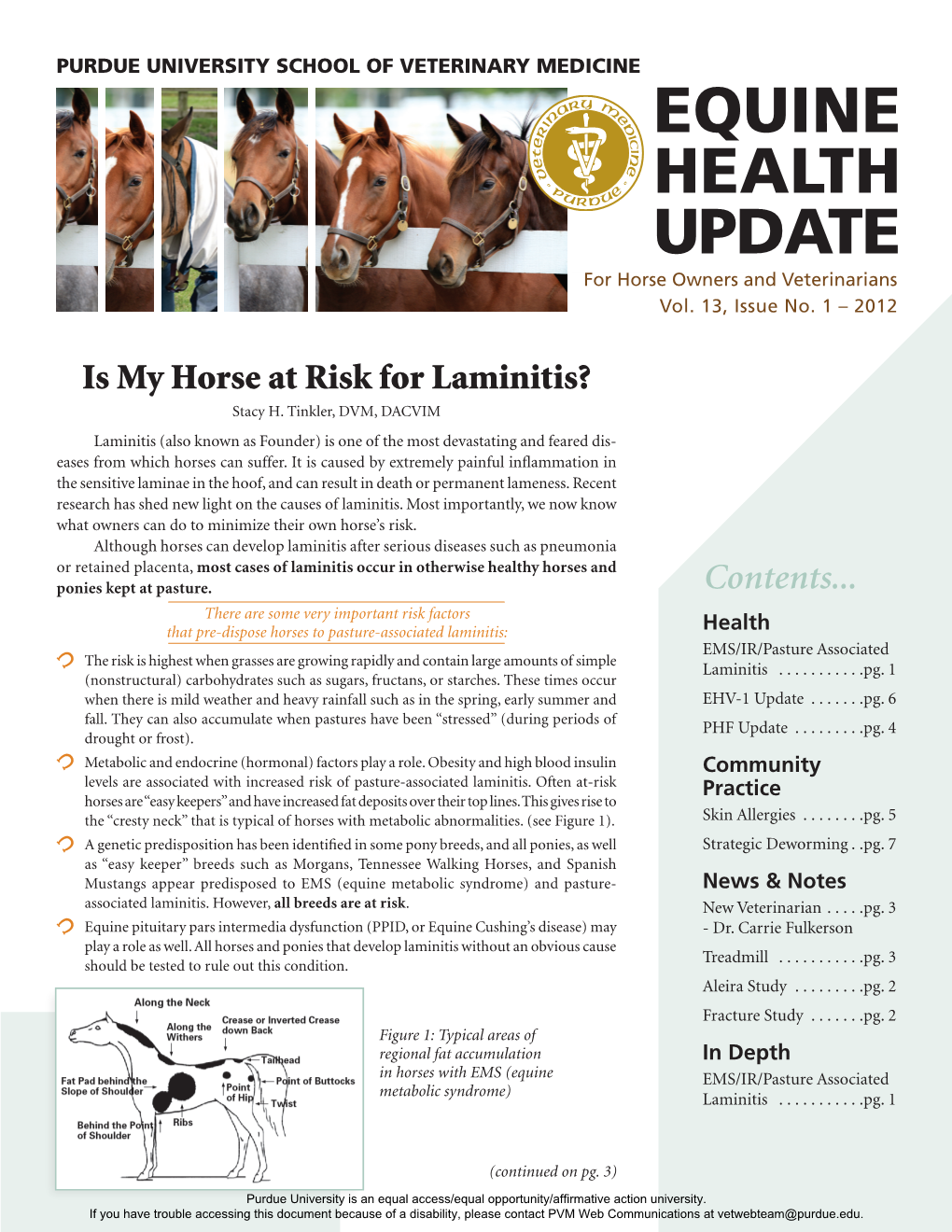 EQUINE HEALTH UPDATE for Horse Owners and Veterinarians Vol