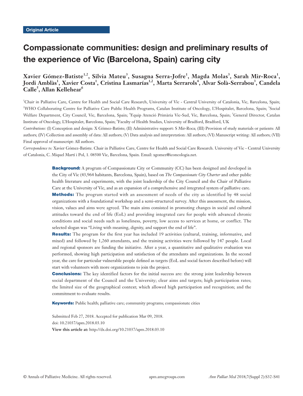 Design and Preliminary Results of the Experience of Vic (Barcelona, Spain) Caring City