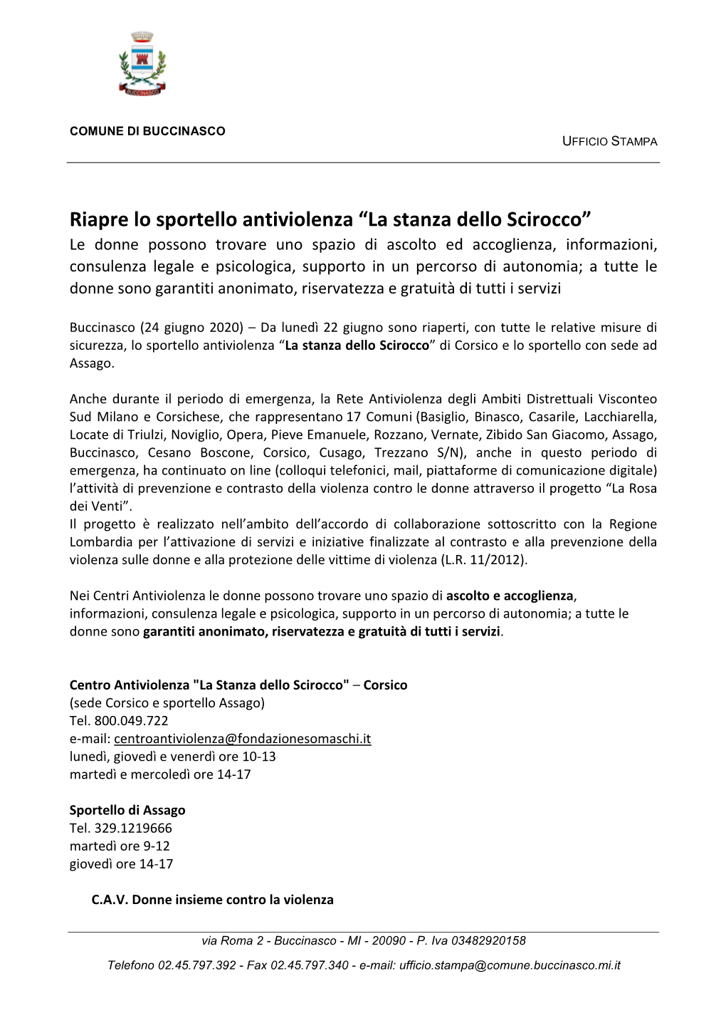 24 Giugno Centri Antiviolenza