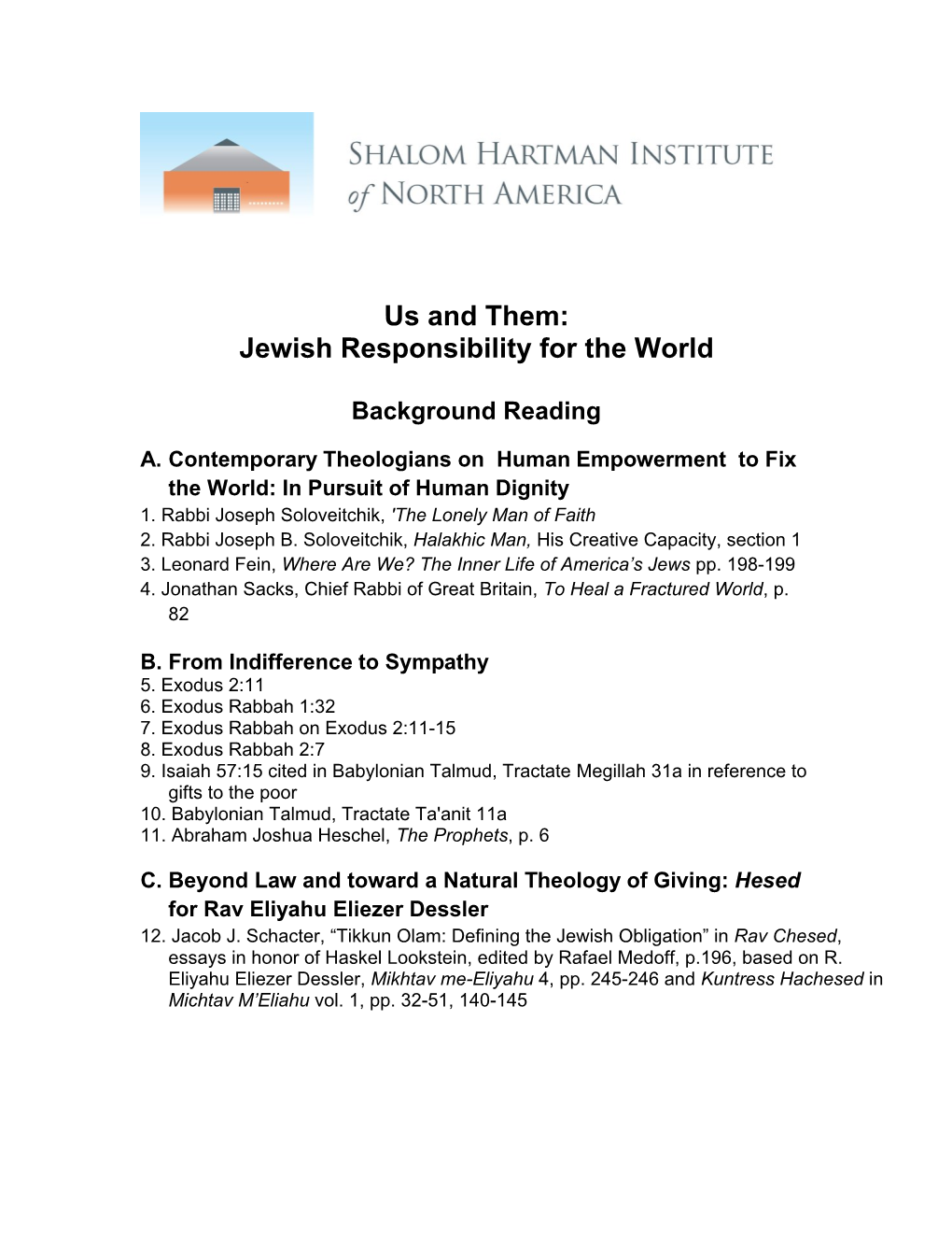 Us and Them: Jewish Responsibility for the World