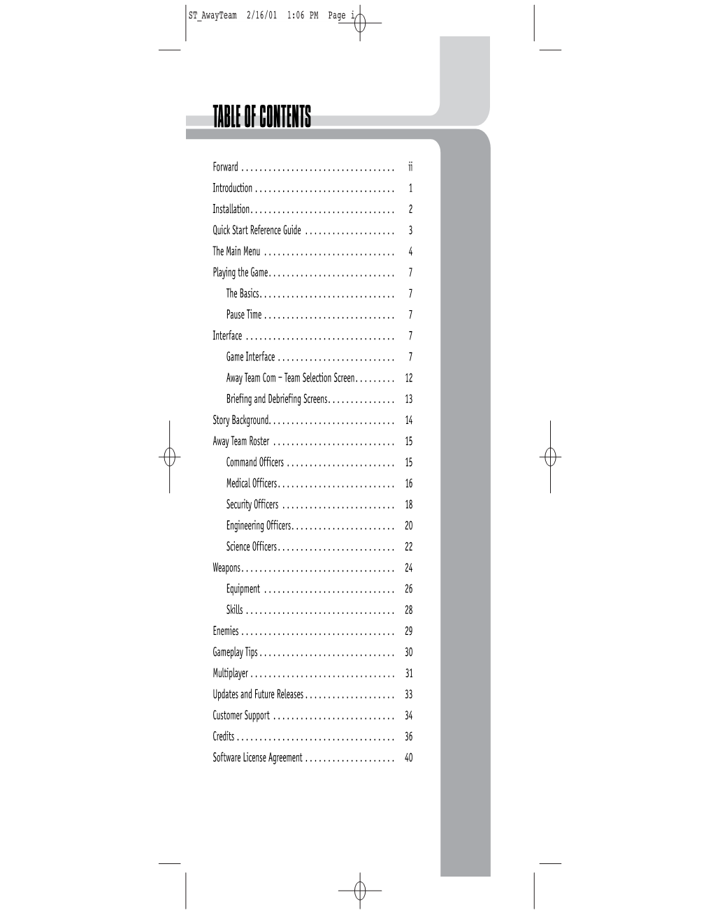 Table of Contents