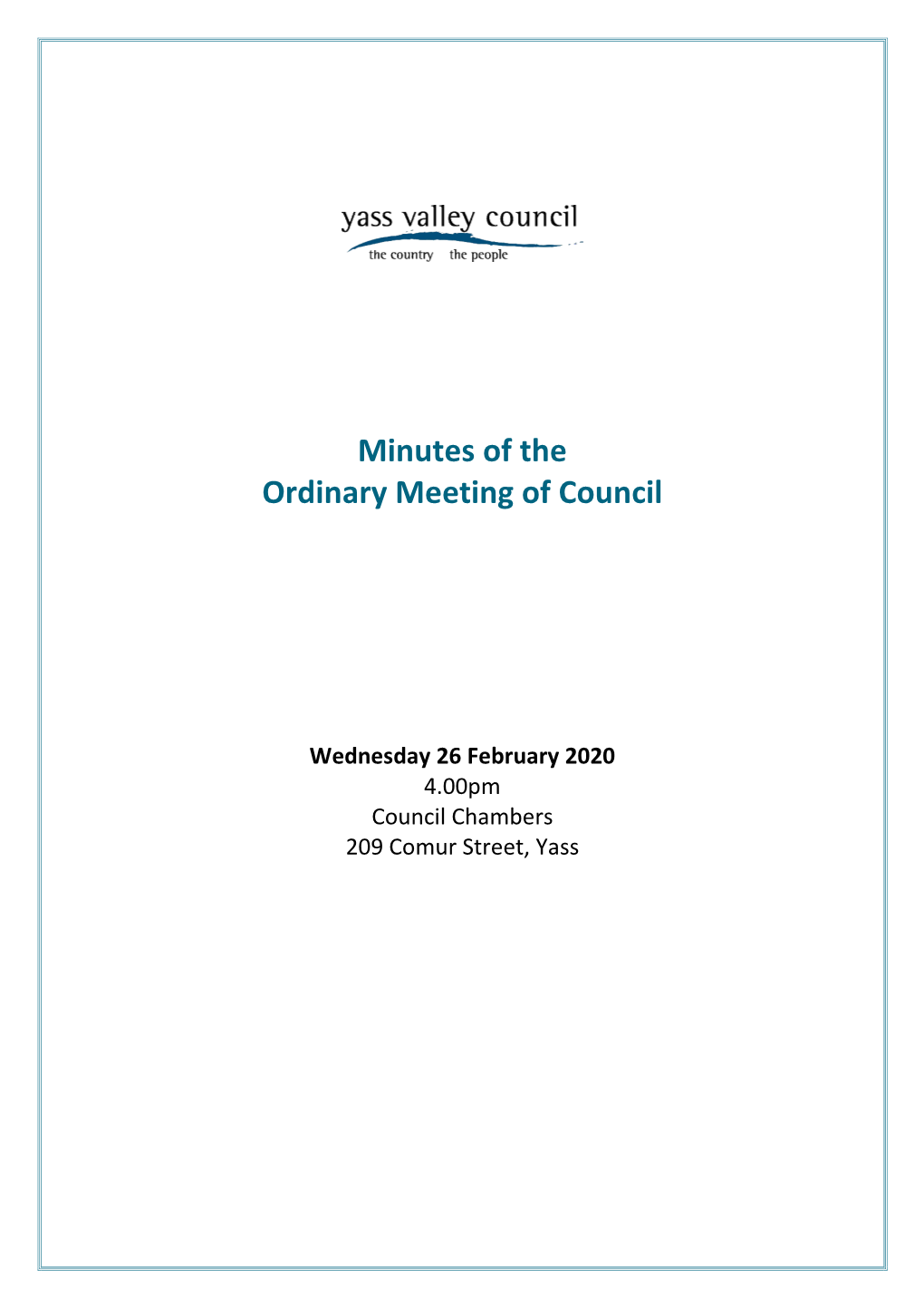 Minutes of Ordinary Council Meeting