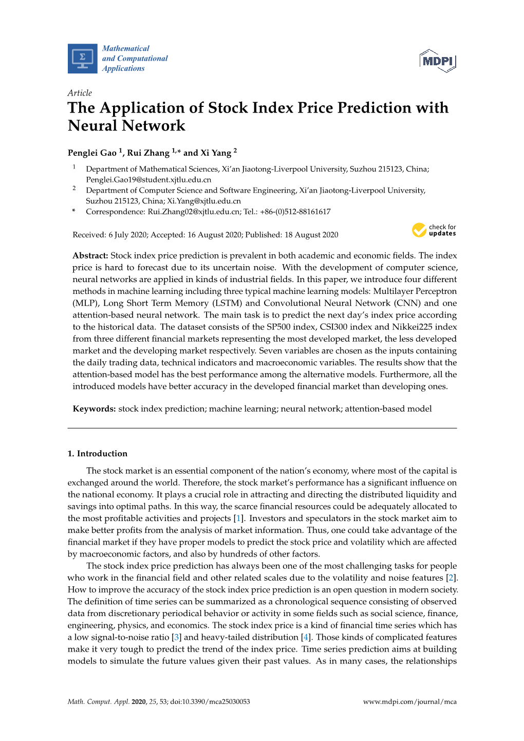 The Application of Stock Index Price Prediction with Neural Network