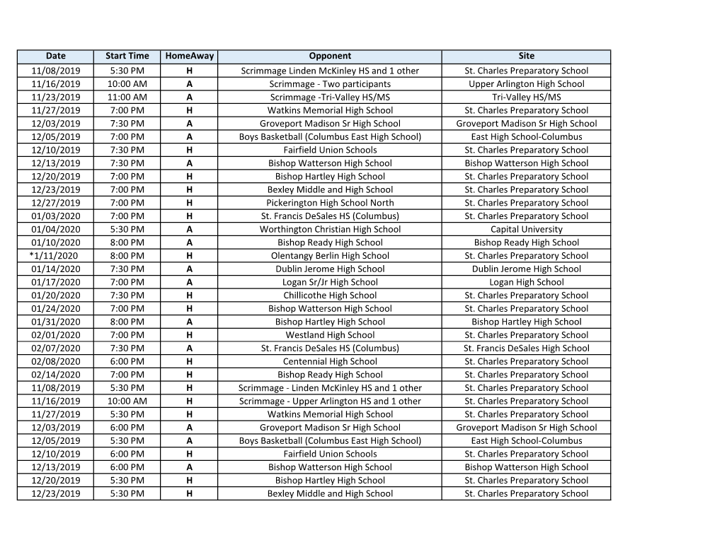 2019-2020 SC Basketball Team Schedules.Xlsx