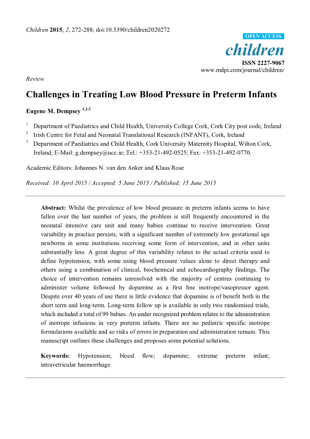 Challenges in Treating Low Blood Pressure in Preterm Infants