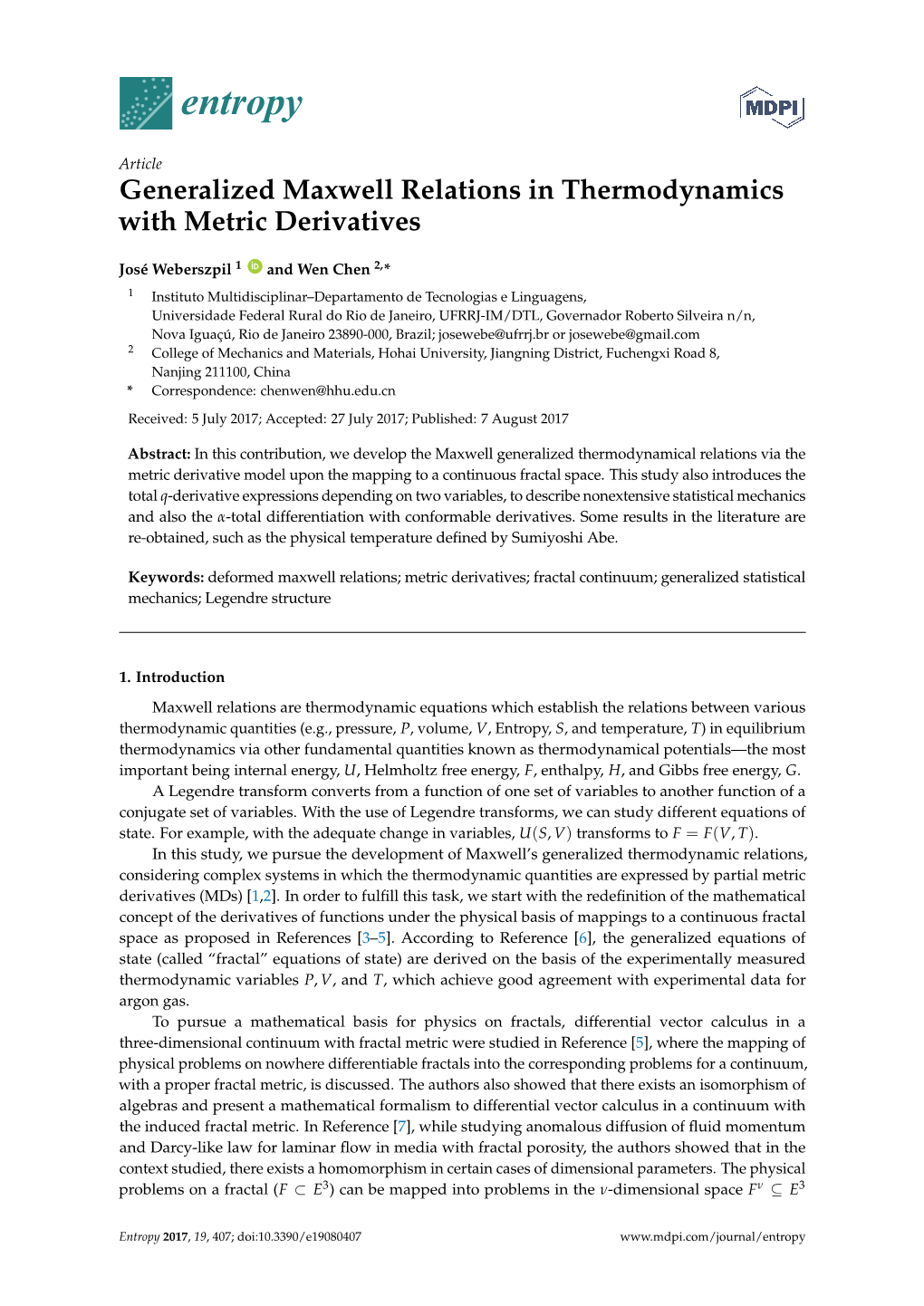 Generalized Maxwell Relations in Thermodynamics with Metric Derivatives