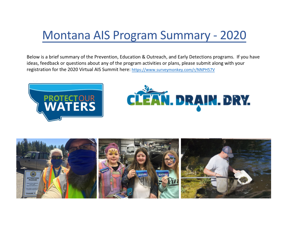 Montana AIS Program Summary - 2020