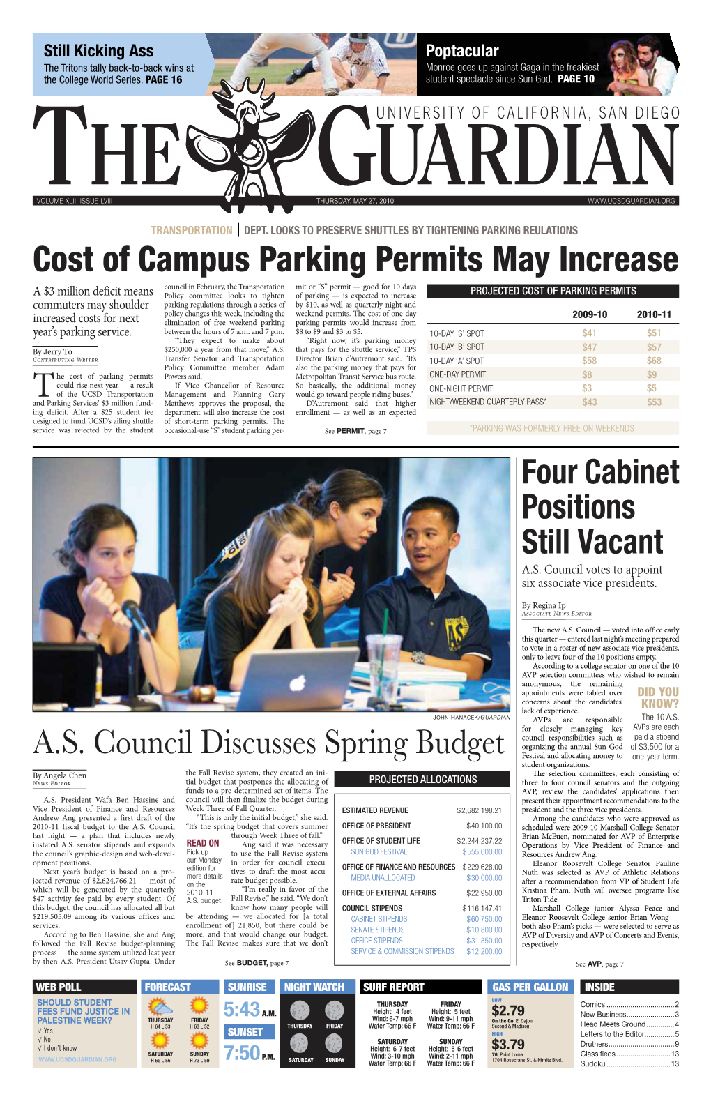 Cost of Campus Parking Permits May Increase A.S. Council Discusses