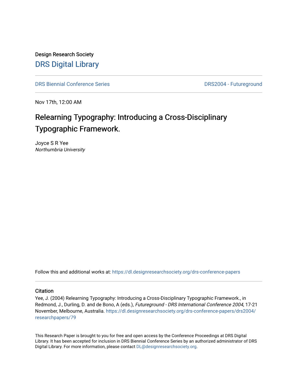 Relearning Typography: Introducing a Cross-Disciplinary Typographic Framework