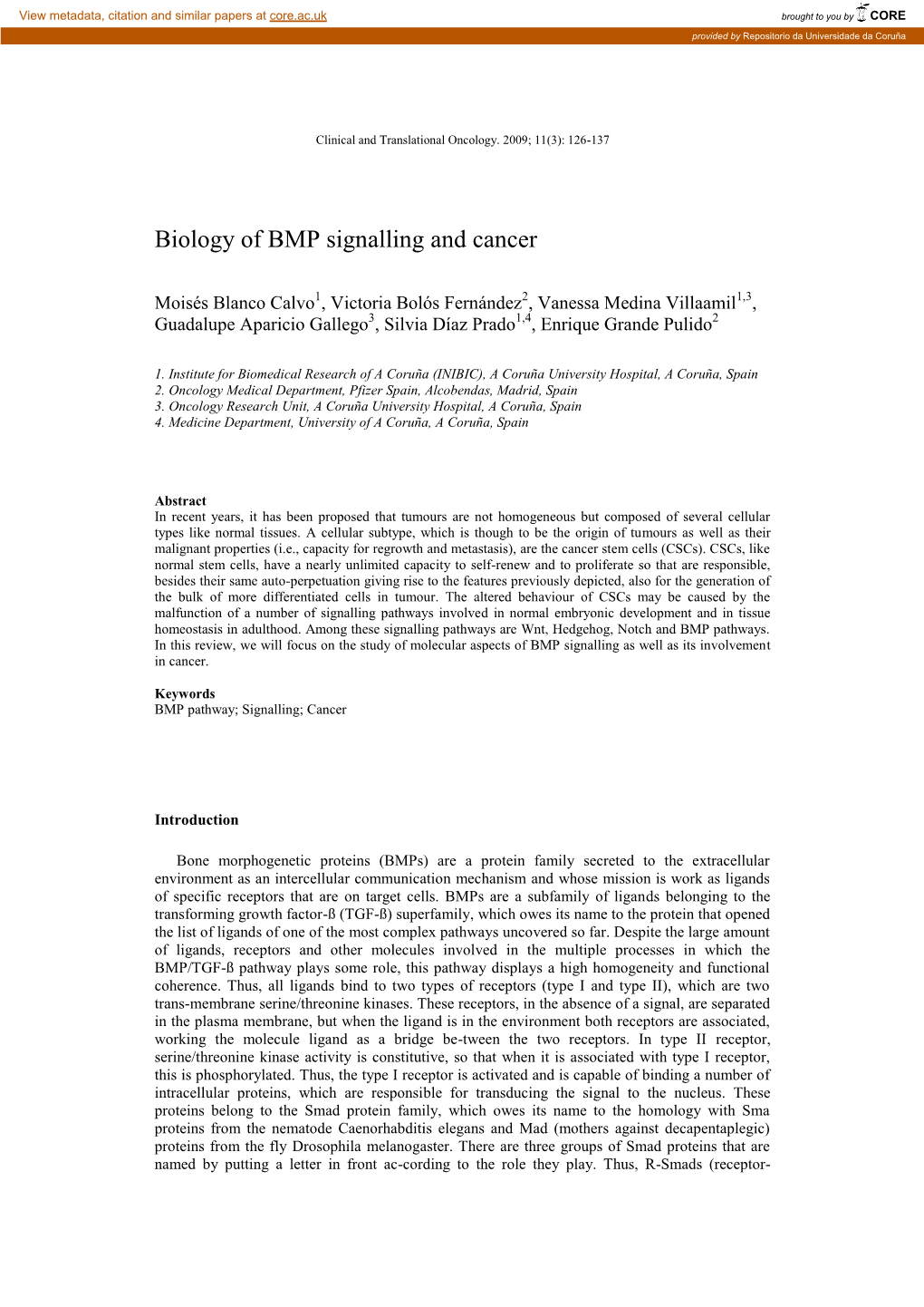 Biology of BMP Signalling and Cancer