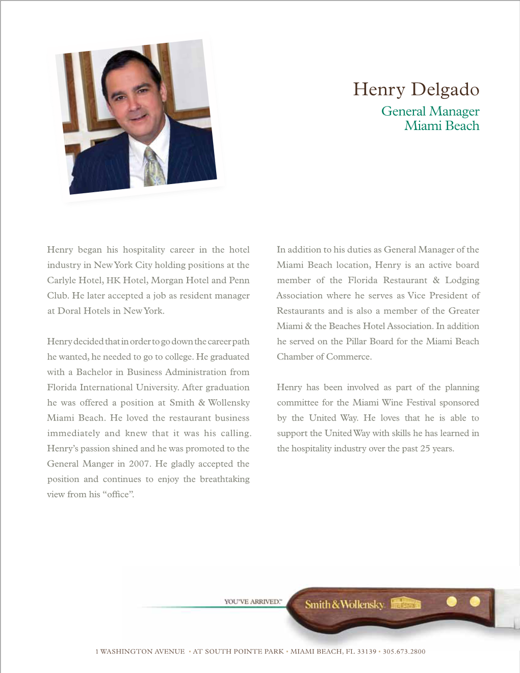 Henry Delgado General Manager Miami Beach