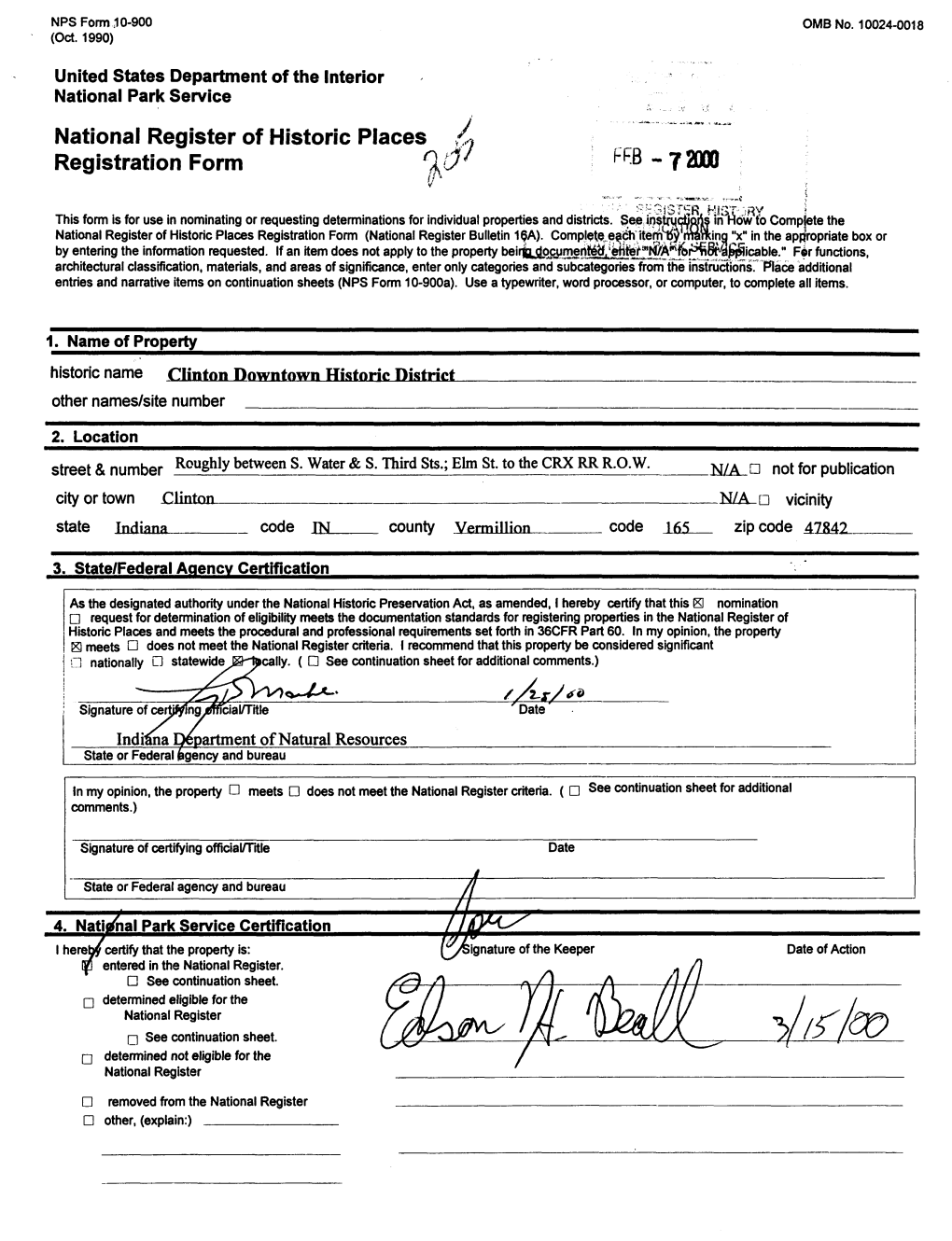 National Register of Historic Places Registration Form - 72000