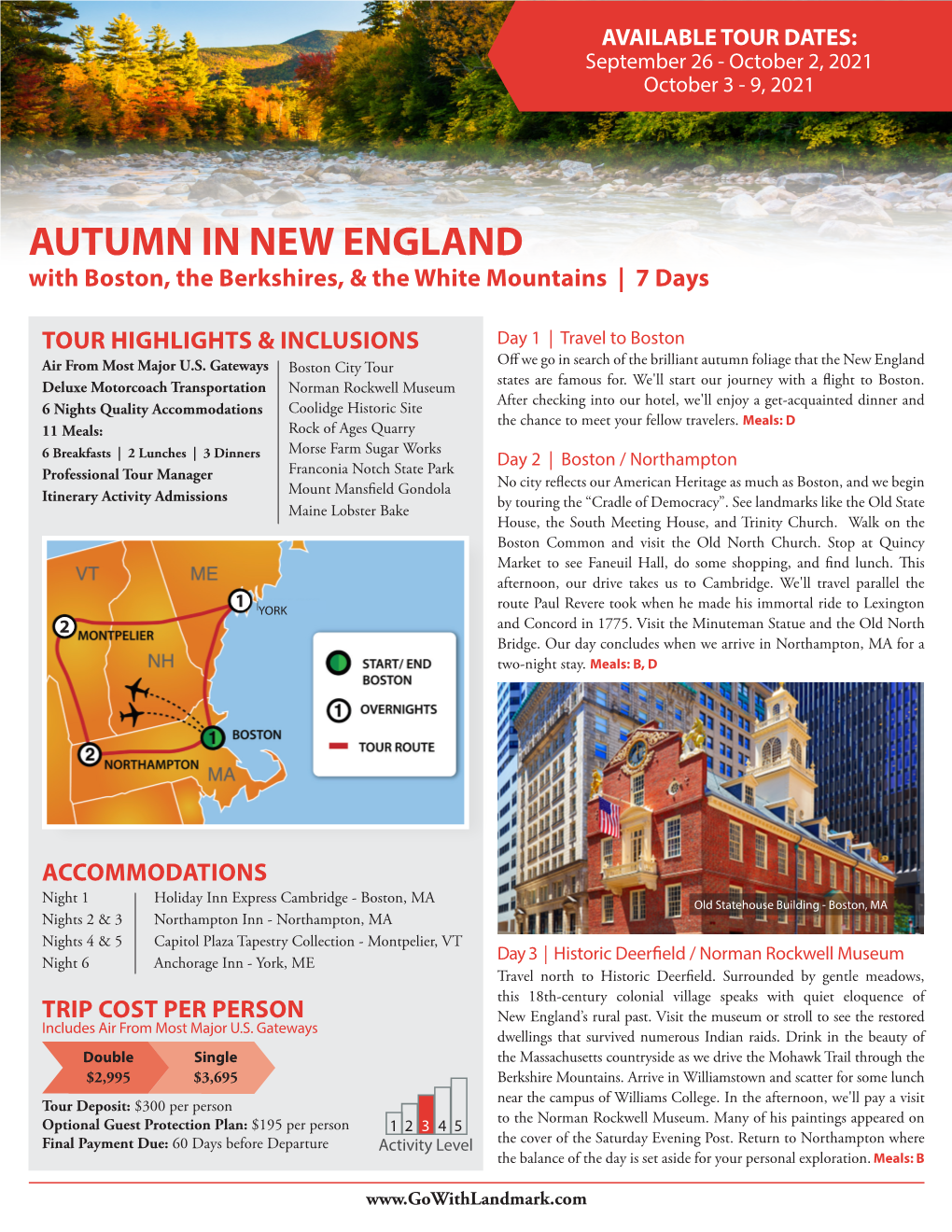 AUTUMN in NEW ENGLAND with Boston, the Berkshires, & the White Mountains | 7 Days