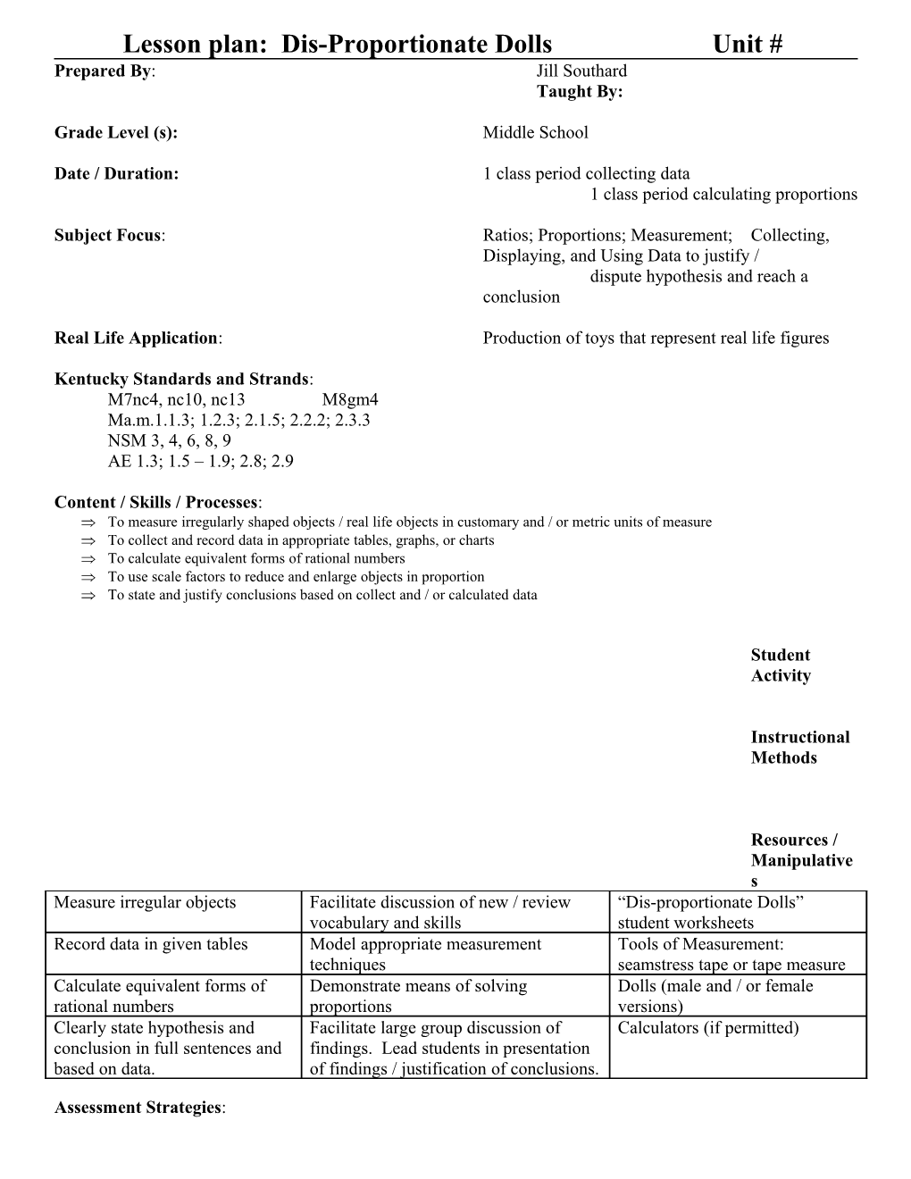 Unit Plan Framework