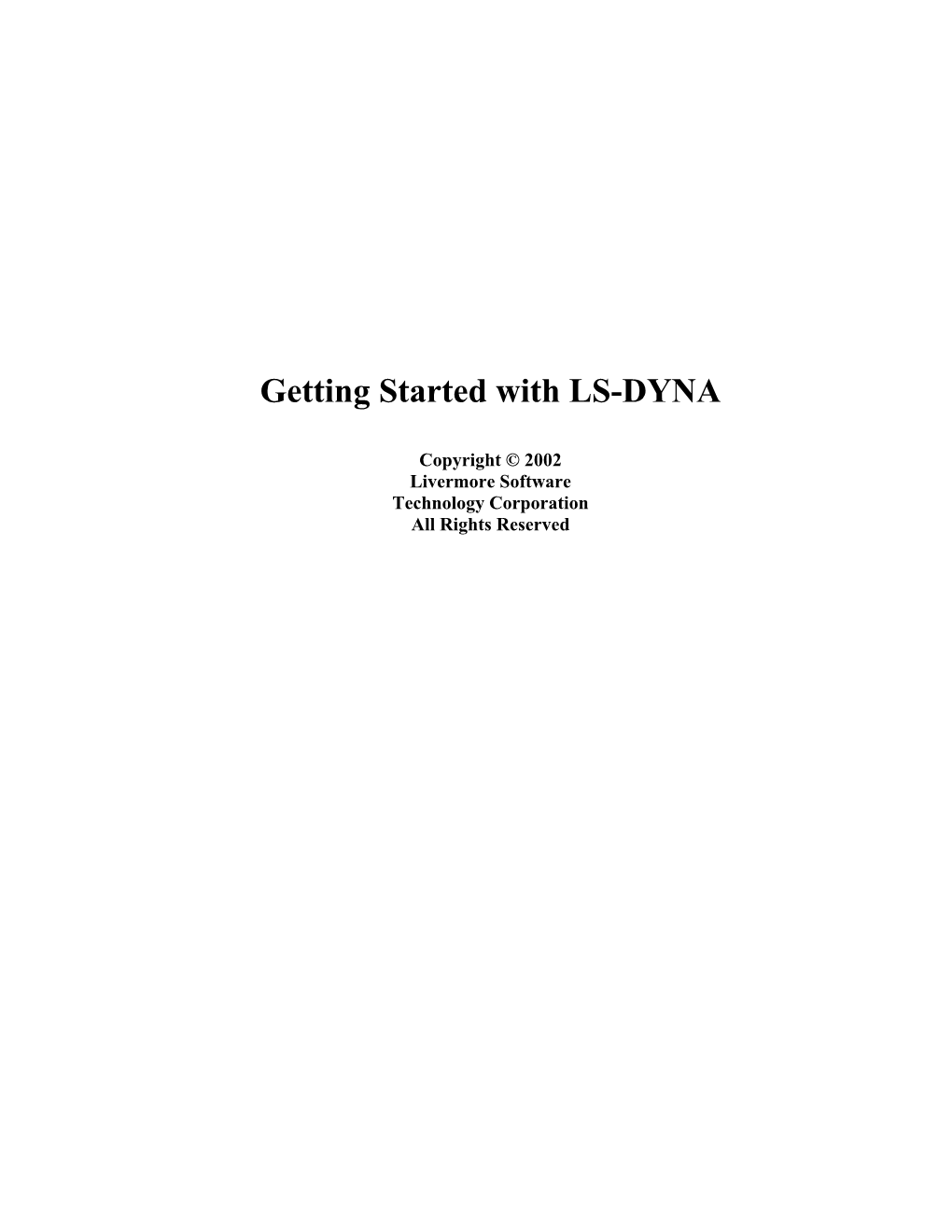 Getting Started with LS-DYNA