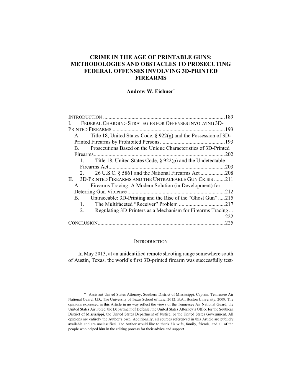 Crime in the Age of Printable Guns: Methodologies and Obstacles to Prosecuting Federal Offenses Involving 3D-Printed Firearms