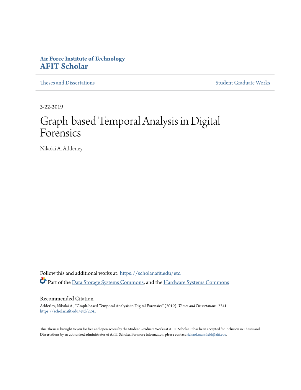 Graph-Based Temporal Analysis in Digital Forensics Nikolai A