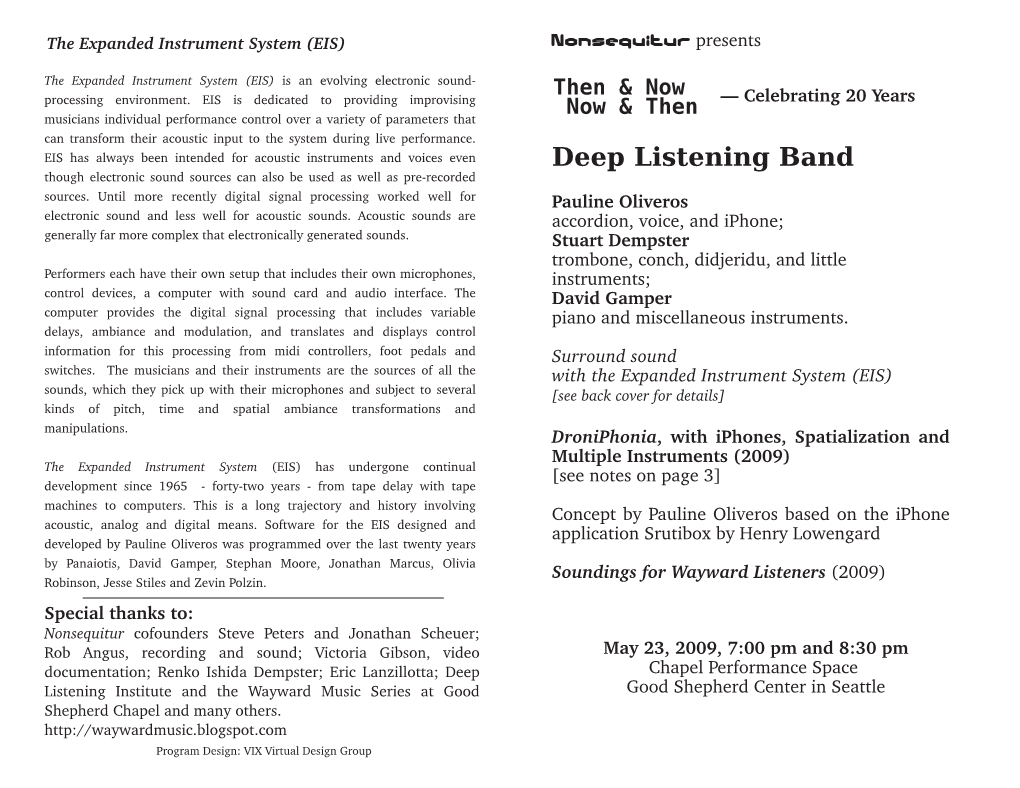 Deep Listening Band Sources