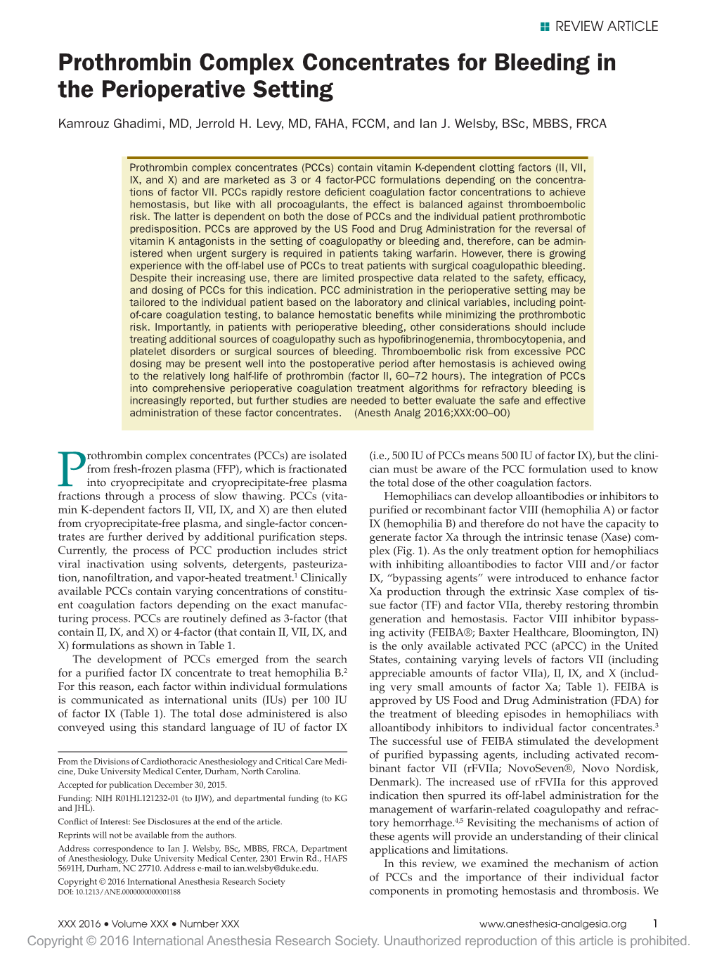 Prothrombin Complex Concentrates for Bleeding in the Perioperative Setting