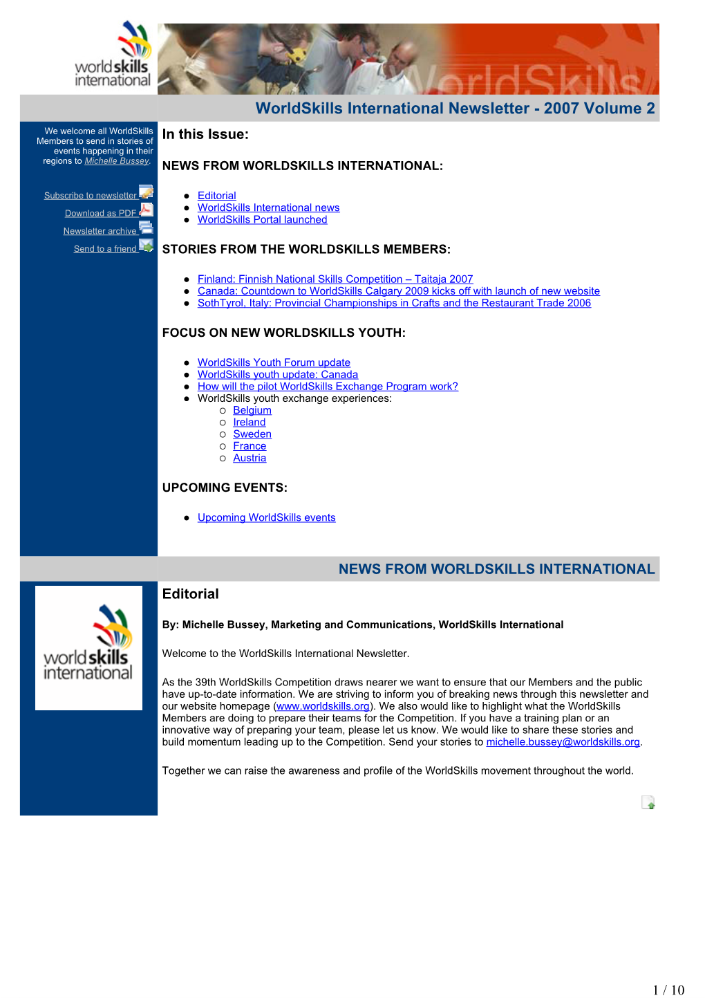 Worldskills International Newsletter - 2007 Volume 2