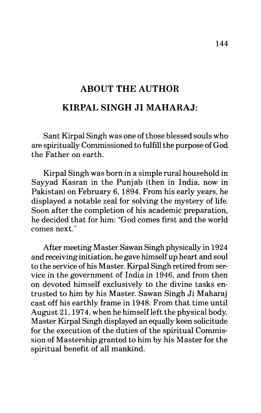 About the Author Kirpal Singh Ji Maharaj