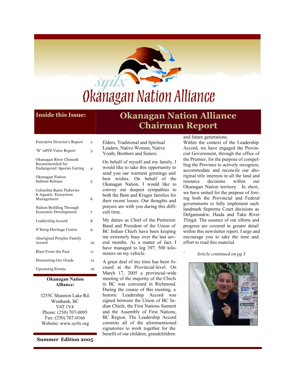 Okanagan Nation Alliance Chairman Report