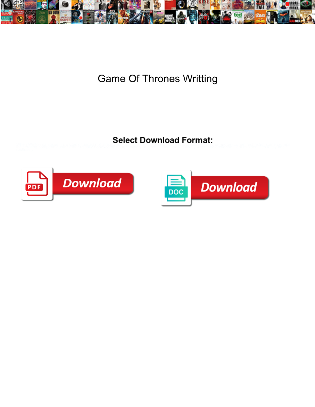 Game of Thrones Writting
