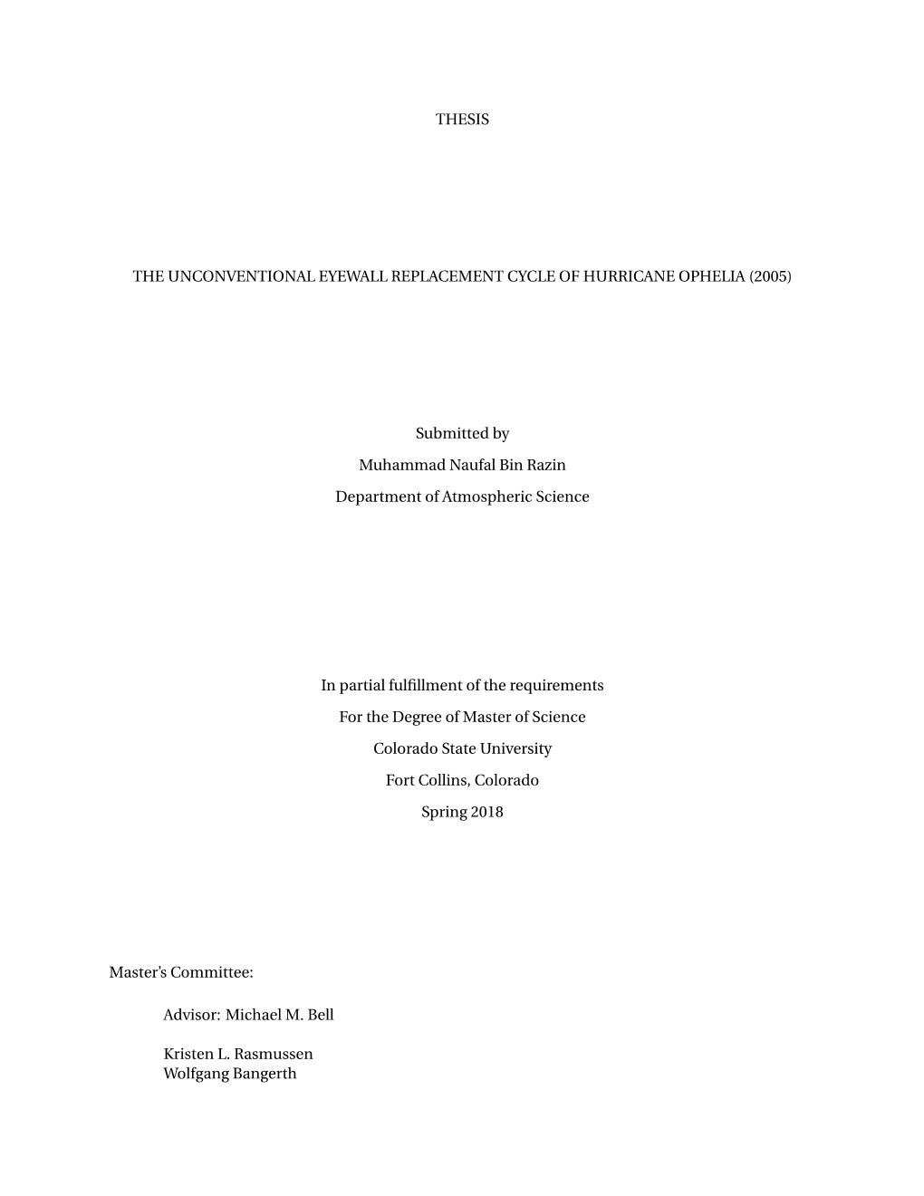 Thesis the Unconventional Eyewall