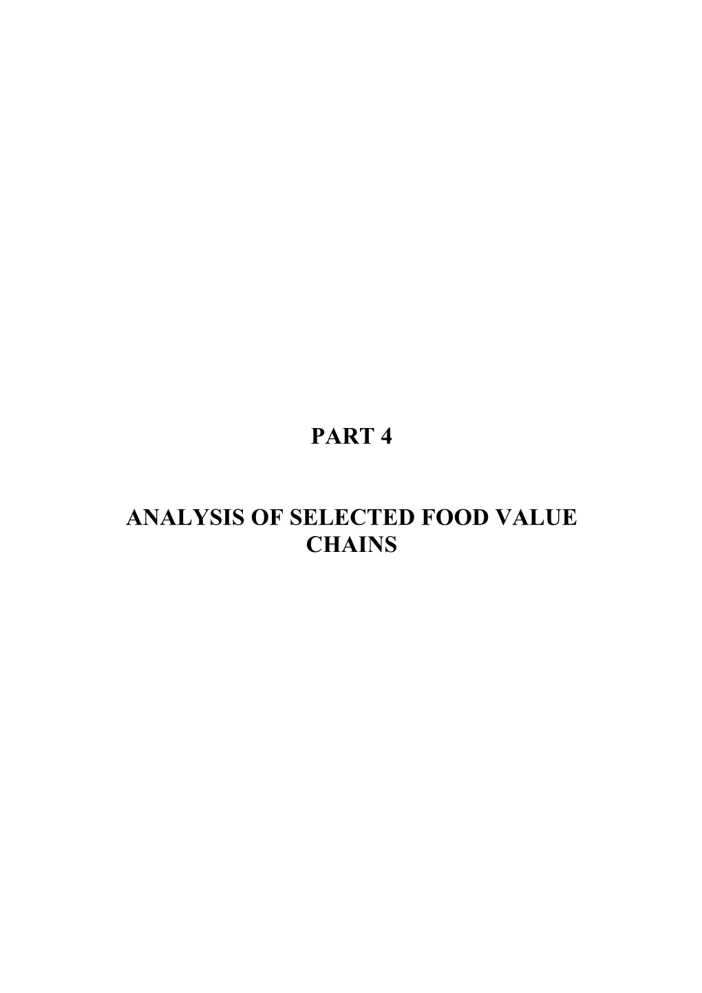 Part 4 Analysis of Selected Food Value Chains