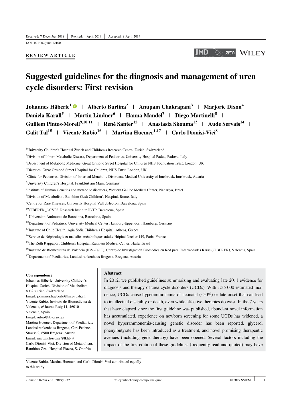 Suggested Guidelines for the Diagnosis ...F Urea Cycle Disorders