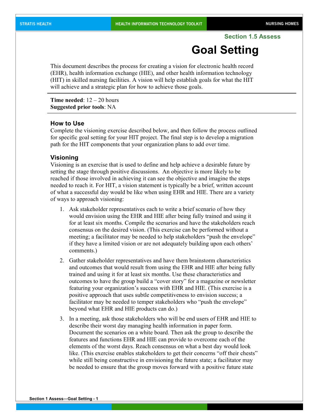 Section 1 Assess Goal Setting - 1