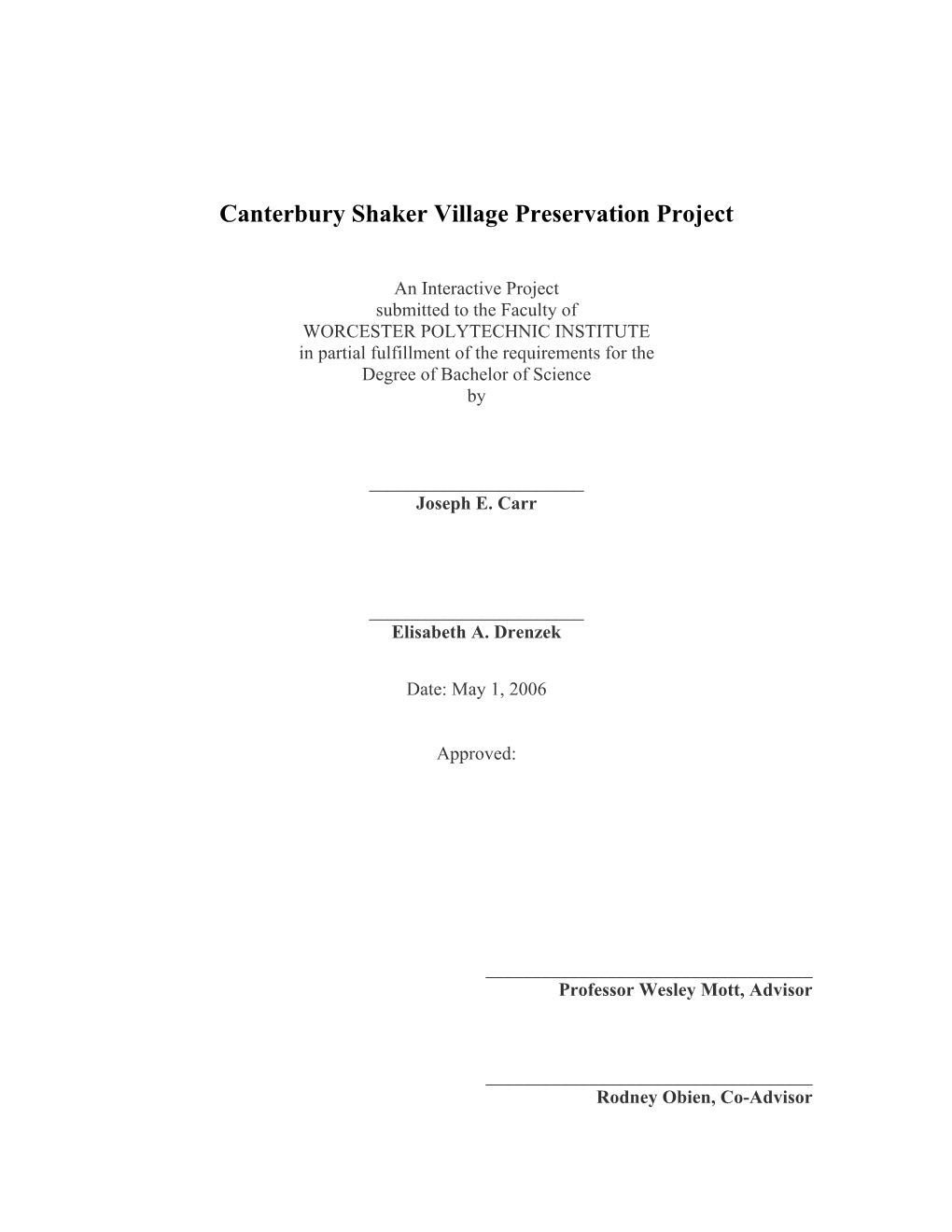 Canterbury Shaker Village Preservation Project