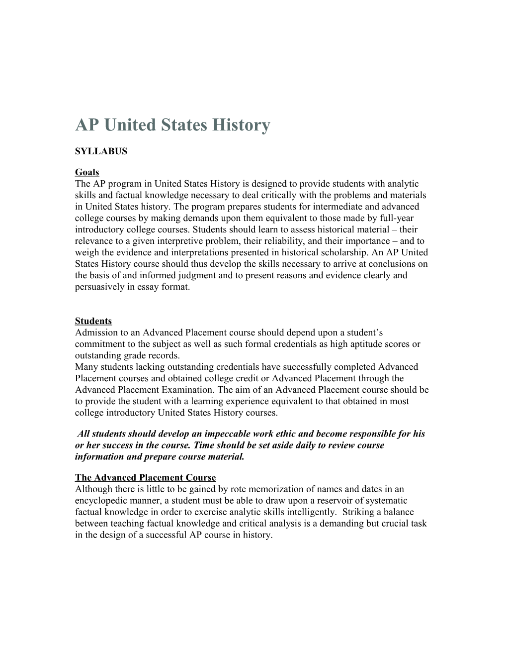 AP United States History s2