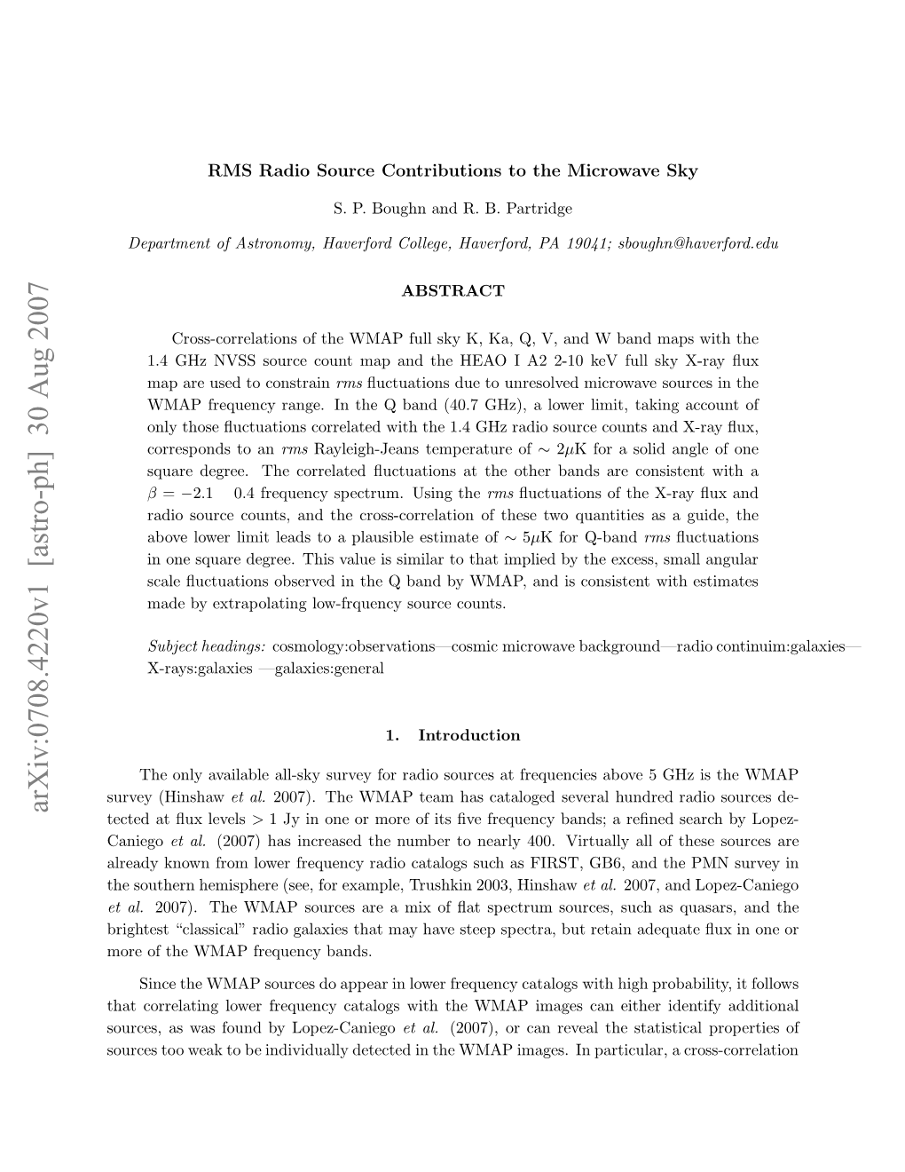 RMS Radio Source Contributions to the Microwave