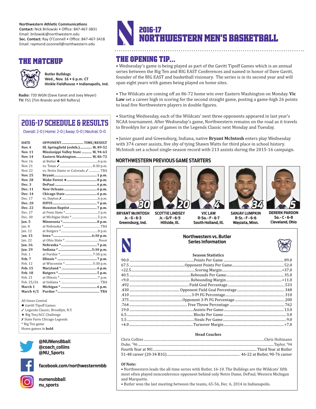 Northwestern Men's Basketball 34 4 20 5 30