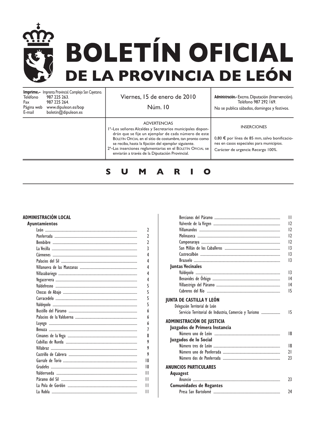 Boletín Oficial De La Provincia De León