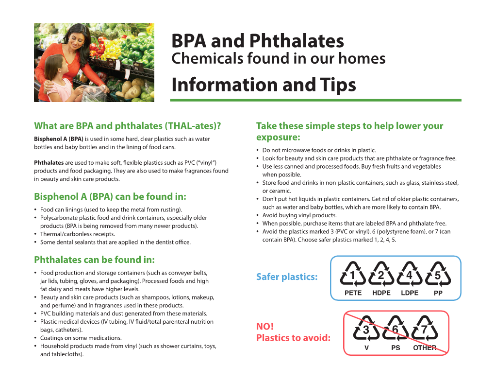 BPA and Phthalates: Chemicals Found in Our Homes. Information and Tips