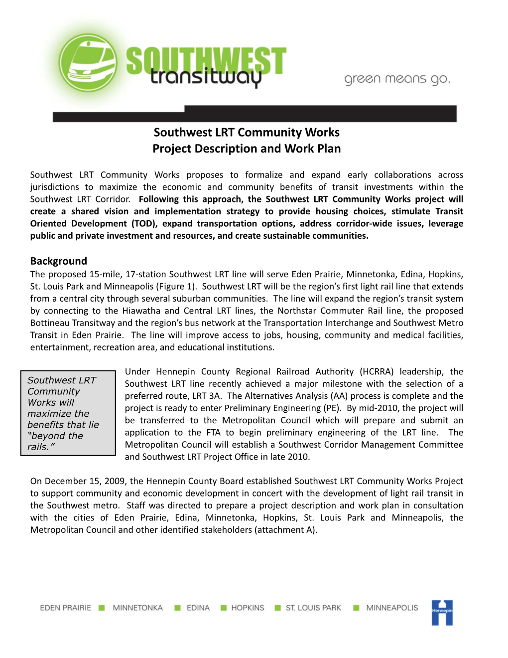 Southwest LRT Community Works Project Description and Work Plan