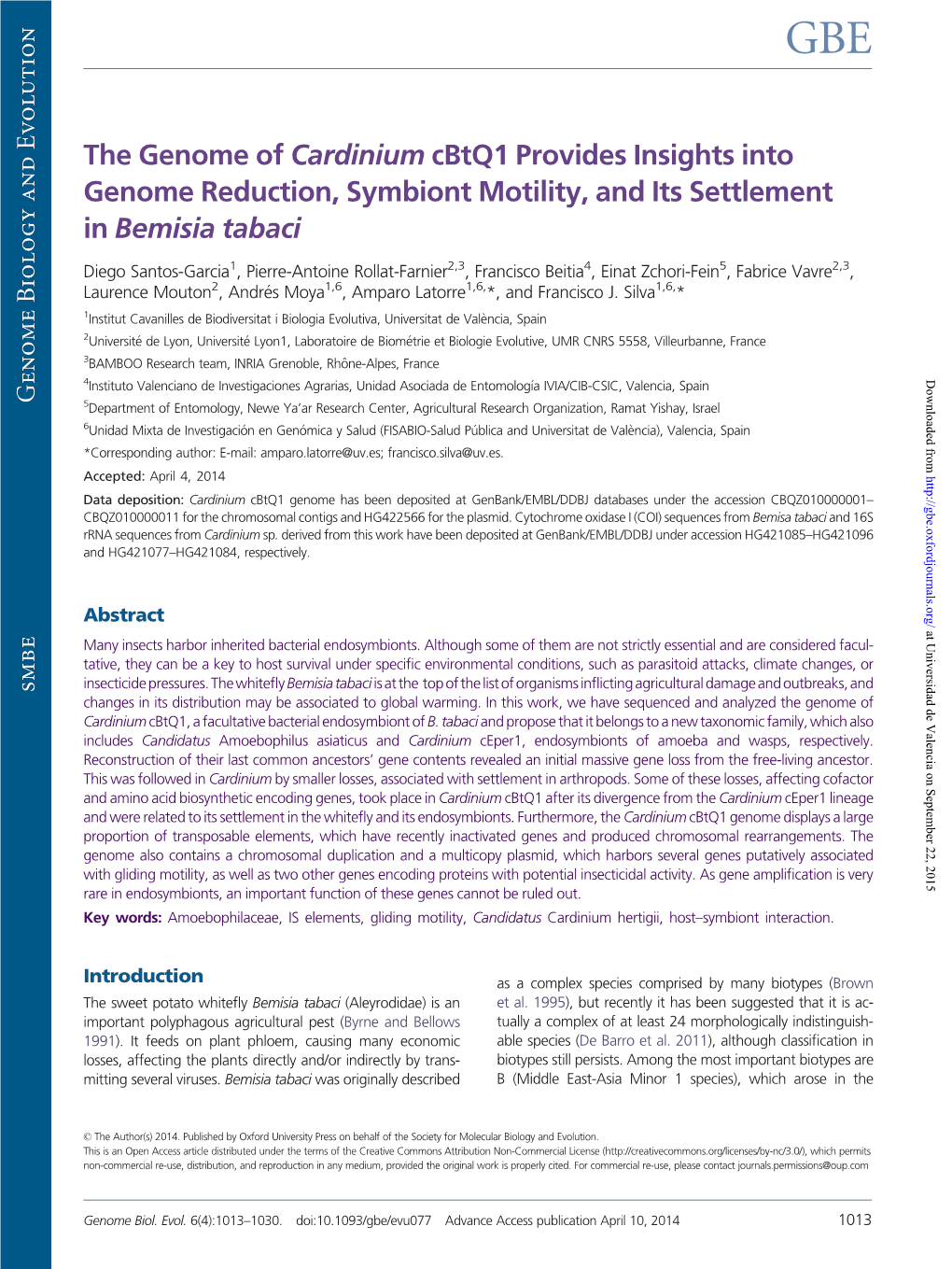 The Genome of Cardinium Cbtq1 Provides Insights Into Genome