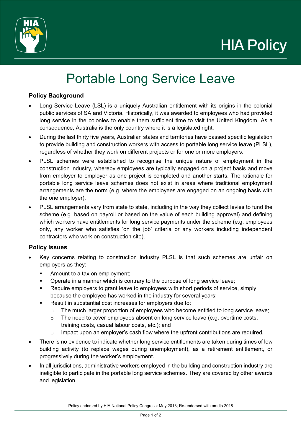 Portable Long Service Leave